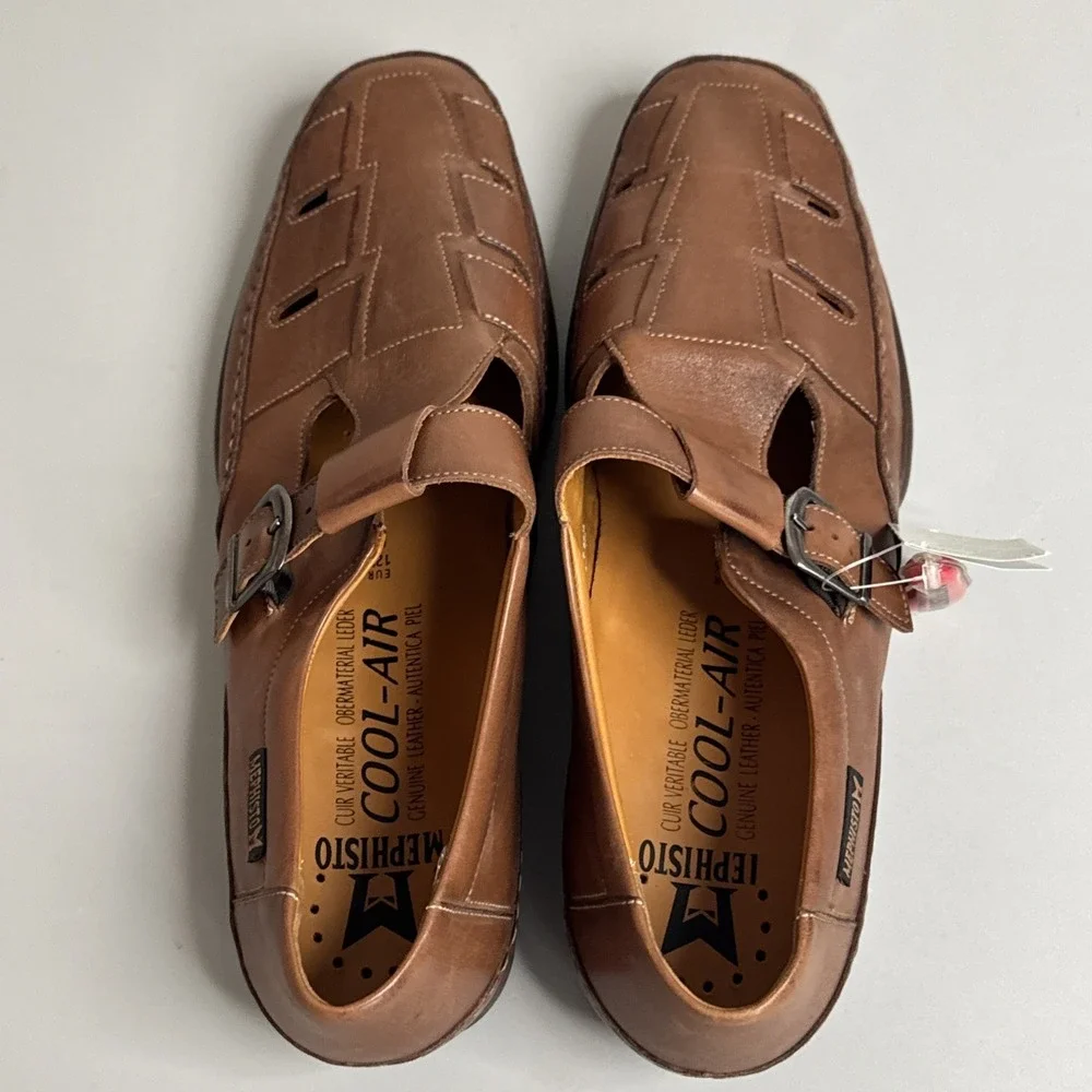 Mephisto Tarek Hazelnut Men's Size US 13 (UK 12.5)Fisherman Leather Brown Sandal